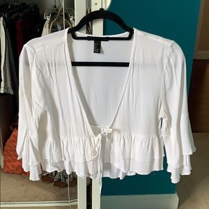 White tie front shirt